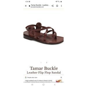 New Size 5 Brown Leather Jerusalem Sandals Tamar Buckle Flip Flop Sandal…
